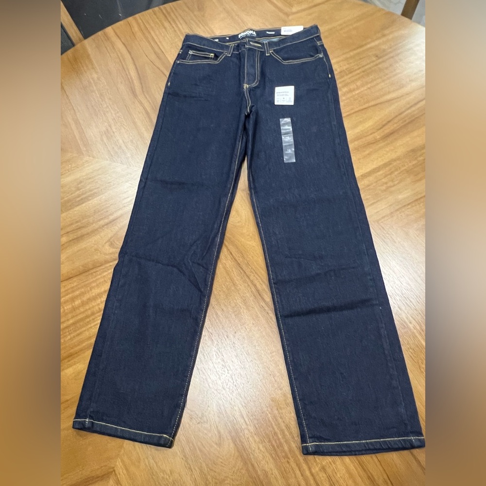 NWT - Boys Sonoma Husky Flexwear Dark Blue Rinse Wash Straight Jeans - Size 16